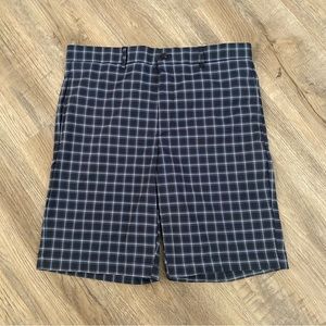 Greg Norman Shorts Pants Blue Plaid Shark Logo Golf Chino Casual Men's 34